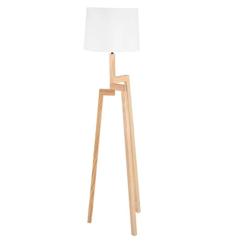 Angebot Skandinavische Dreibein Stehlampe Beige Holz Mexlite Sabi