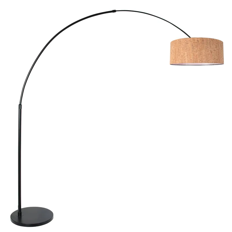 Bogenlampe mit Korkschirm und schwarzem Metallfuß Steinhauer Sparkled Light Neuheit