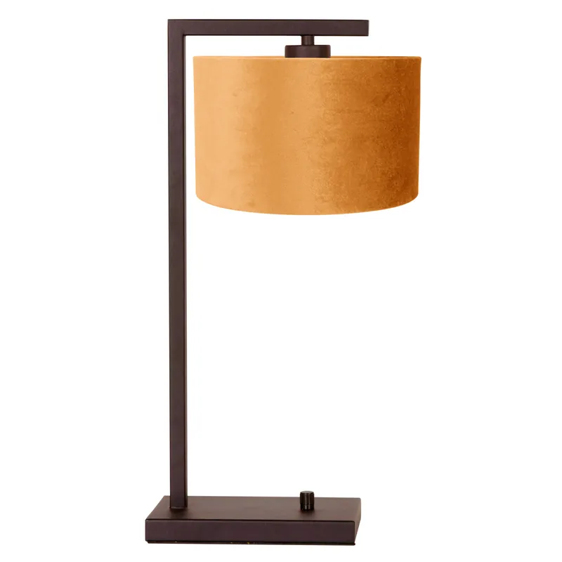 Goldene Samt Tischlampe auf Kakaofuß mit luxuriösem Aussehen Steinhauer Stang Expressversand