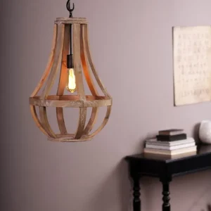 Holz Flaschenzug Hängelampe Anne Light & Home Liberty bell Neue Kollektion