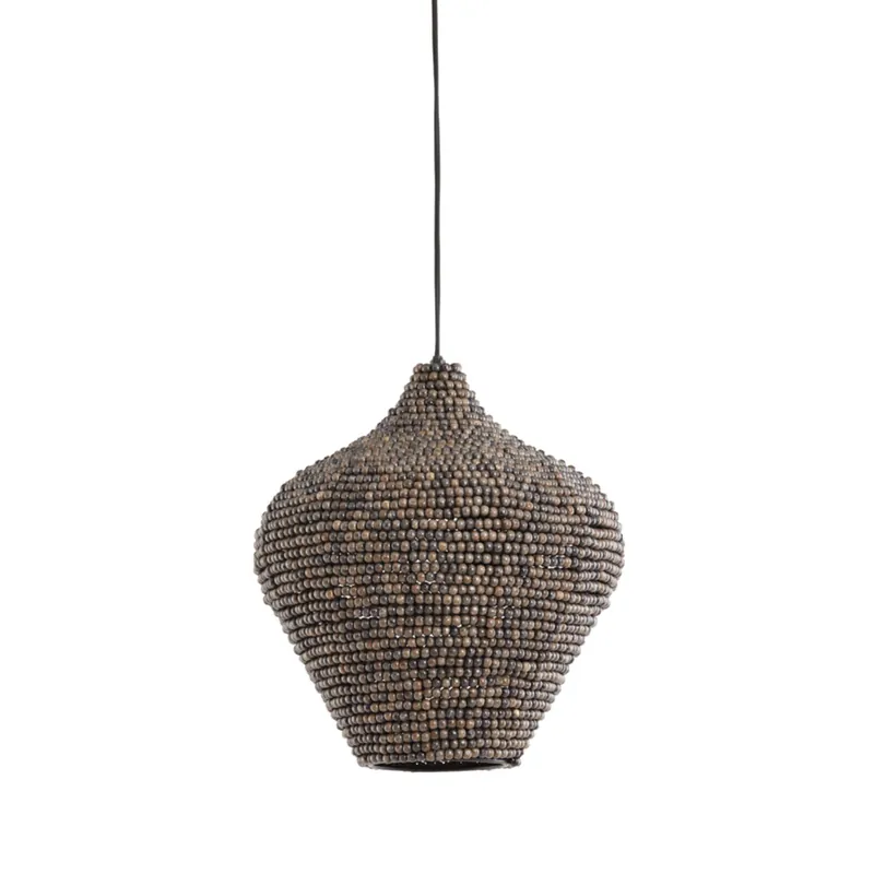 Holzperlen-Hängelampe in Erdtönen mit natürlichem Look Light & Living Kalenga Begrenztes Angebot