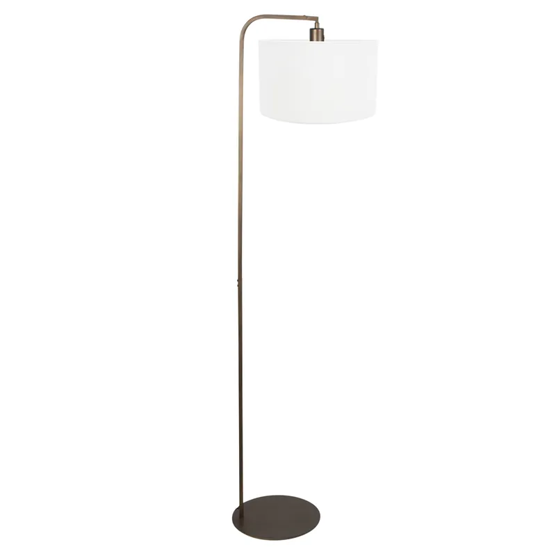 Stehlampe Bronzen mit grobem weißen Leinen-Schirm Steinhauer Stang Top-Seller