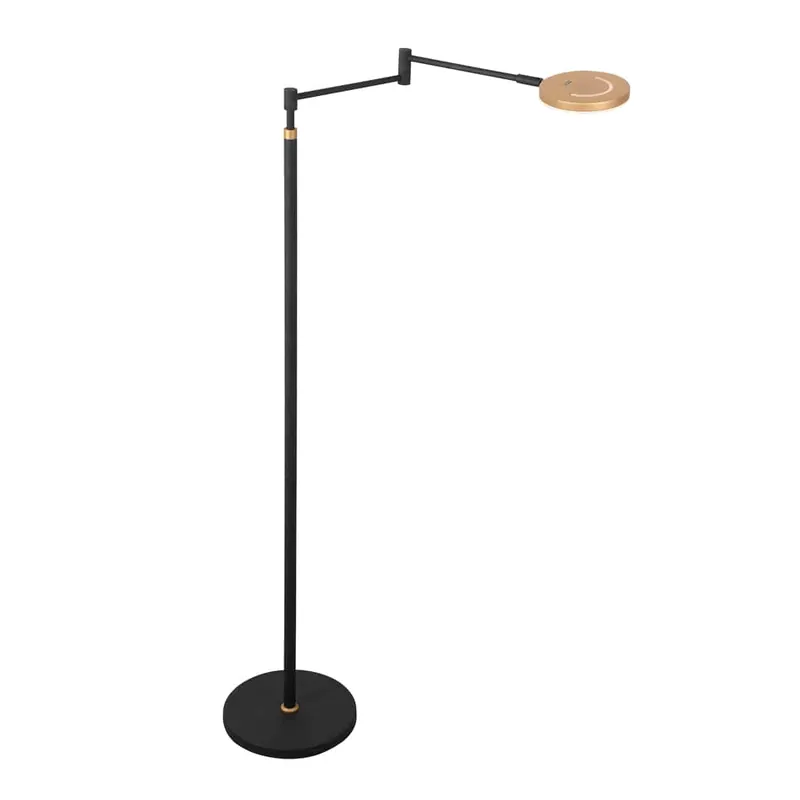 Top-Seller Wiederaufladbare Stehleuchte in Schwarz mit goldener Kuppel Steinhauer Soleil