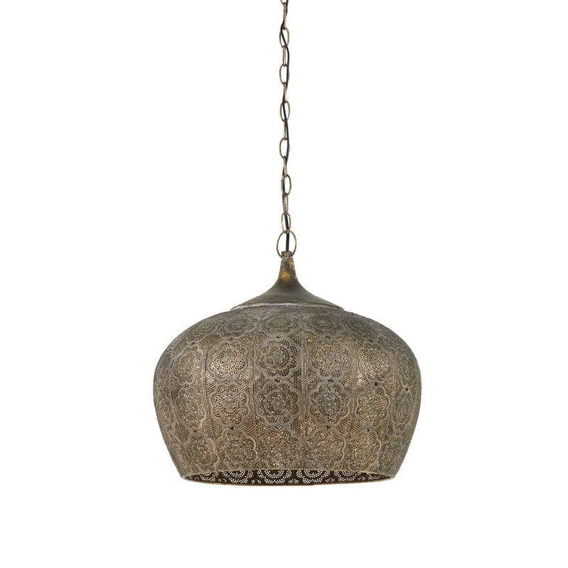 Bronzefarbene Metall-Hängelampe mit Lochmuster Light & Living Emine Bestpreis