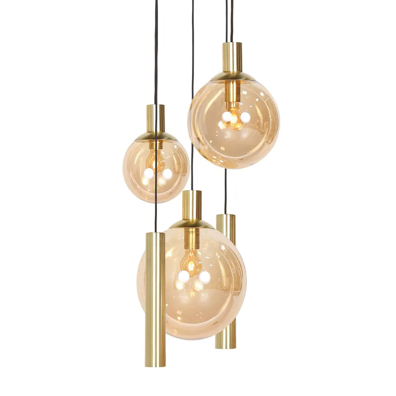 Aktuell Klassische bernsteinfarbene Glas-Hängeleuchte Steinhauer Bollique LED
