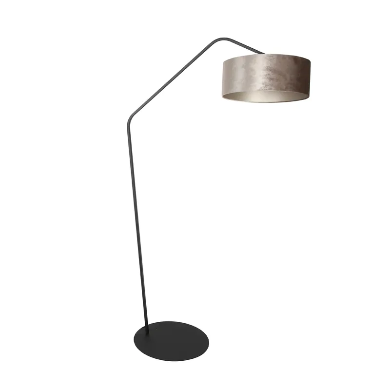 Top-Angebot Bogenlampe Schwarz geknickt mit Velours in Silber Anne Lighting ZigZag