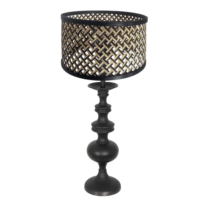 Schwarze Tischlampe mit Rattanschirm Anne Light & Home Lyons Super-Preis