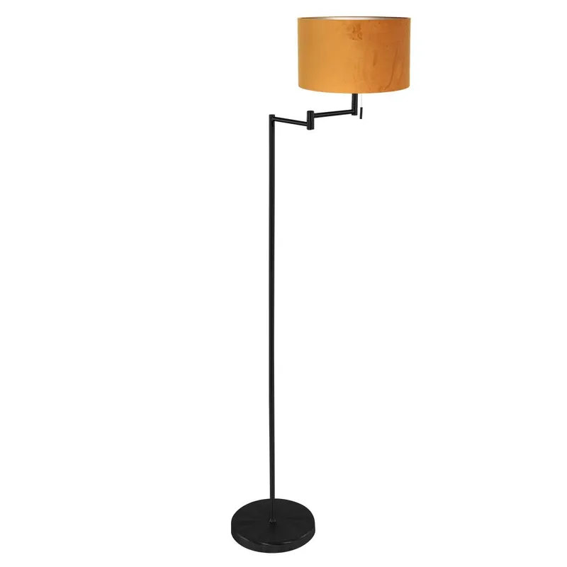 Begrenztes Angebot Moderne schwarze Stehlampe mit orangefarbenem Schirm Mexlite Bella
