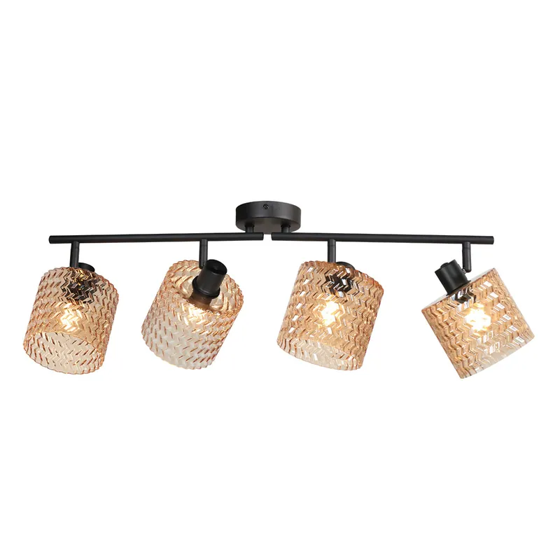 Schwarze Deckenlampe mit vier bernsteinfarbenen Lichtpunkten Mexlite Ocre Top-Preis