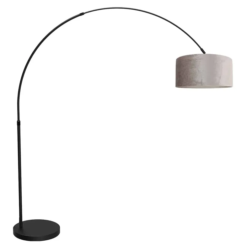 Stehlampe schwarz mit verstellbarem Samtschirm E27 Mexlite Flair Neuheit