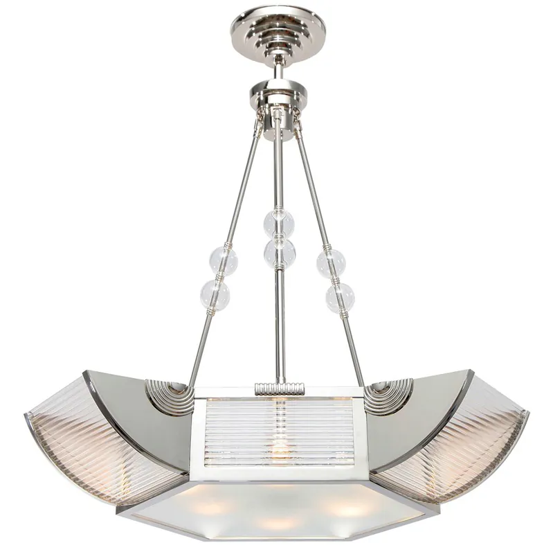 Extravaganter, sechsseitiger Art déco-Leuchter Aktuell