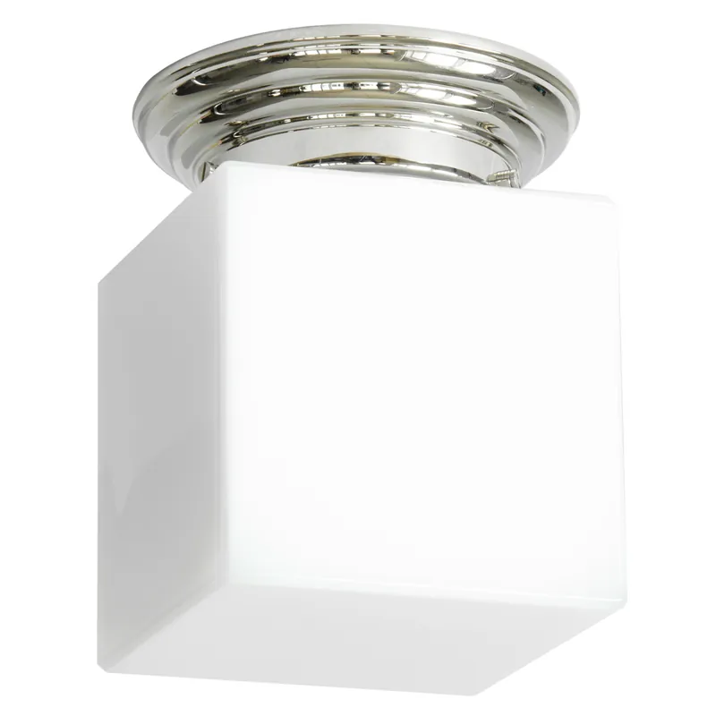 Kleine Messing-Deckenleuchte mit opalenem Würfel-Glas 12/15/20 cm Jetzt Bestellen