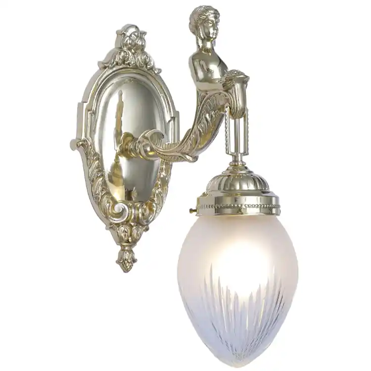 Barock-Wandleuchte mit figürlicher Skulptur und spitzem Glas Preisknaller