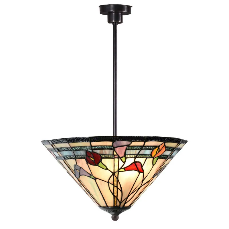 Tiffany-Deckenleuchte mit buntem Blumenmotiv Neue Ware