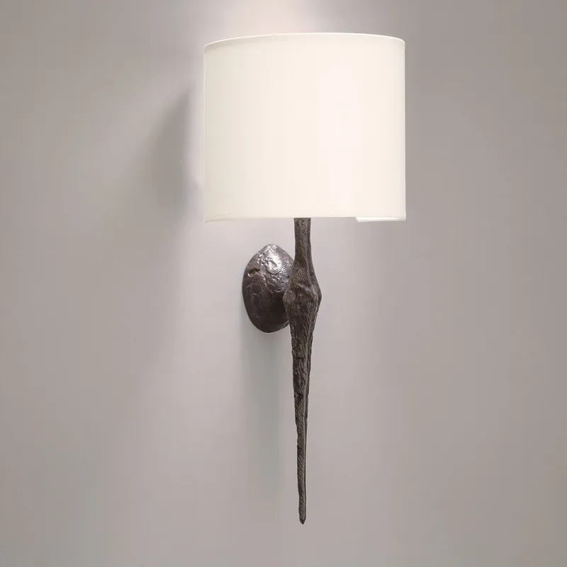 Bronzeguss-Wandleuchte PETITE TORCHÈRE mit Stoffschirm Top-Preis