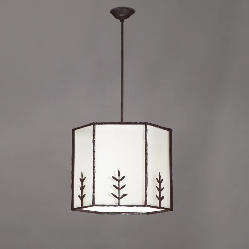 Stab-Pendelleuchte SOPHIA HEXA PETITE aus Bronze mit Textilschirm, Ø 37 cm Must-Have