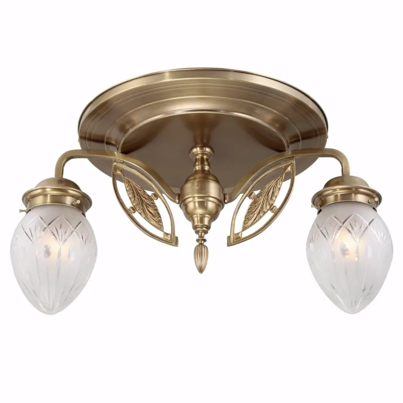 Begrenztes Angebot Charmante Jugendstil-Deckenleuchte mit zwei Gläsern Ø 53 cm