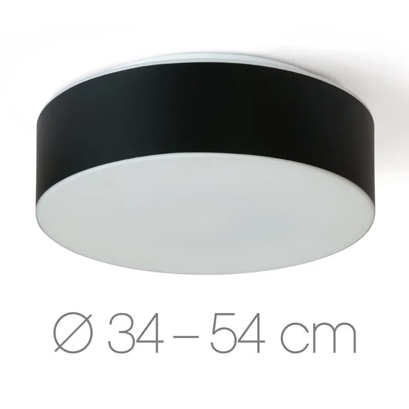 Finale Aktion Runde Opalglas-Deckenleuchte ERIK mit schwarzer Blende, Ø 34 bis 54 cm