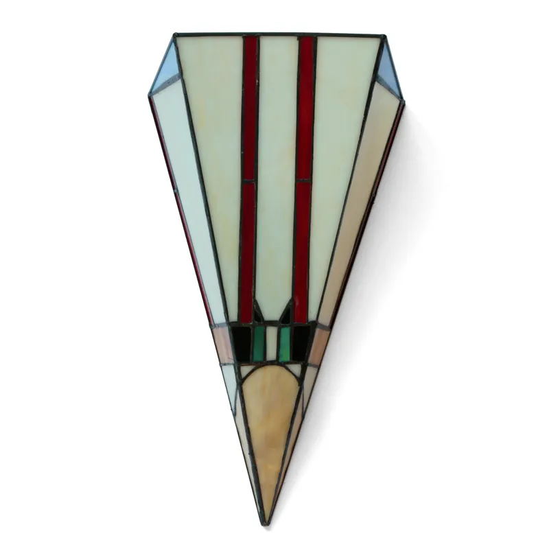 Nur Heute Art Déco-Wandleuchte mit spitzem Tiffany-Glasschirm