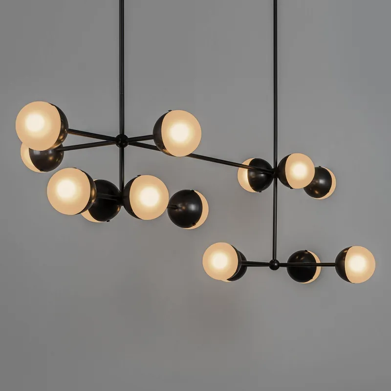 Glaskugel-Leuchter MOLECULE LINEAR mit 14 Kugeln Günstig