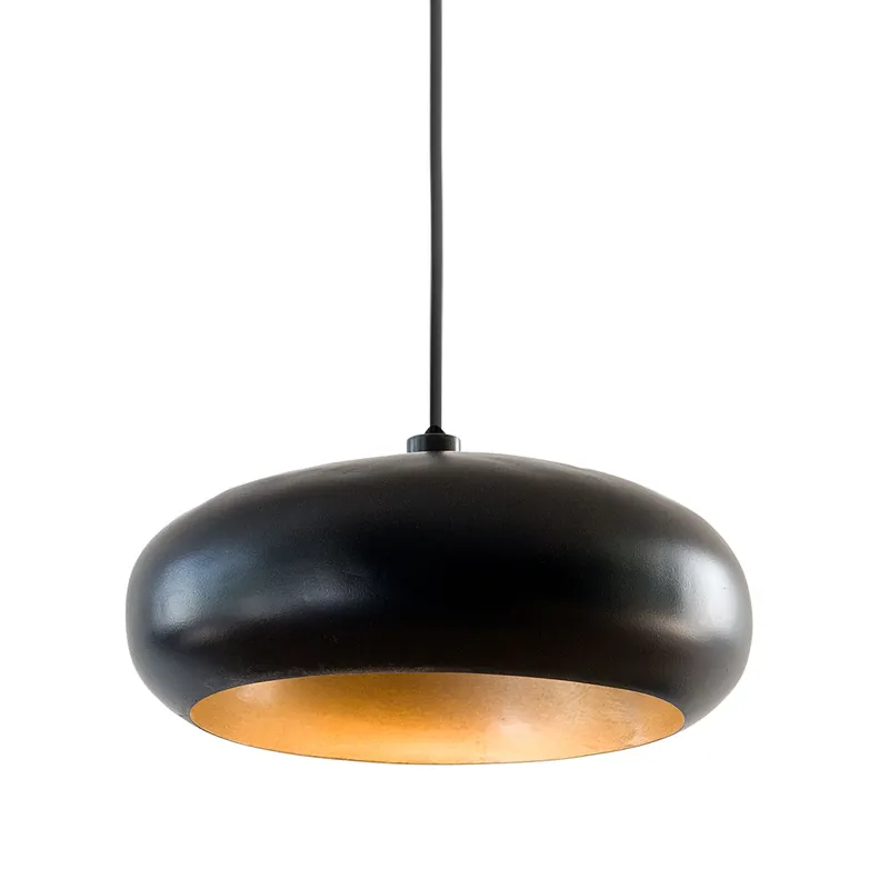 Neue Kollektion Unregelmäßig abgerundete LED-Hängeleuchte GALET NOIR / drei Größen