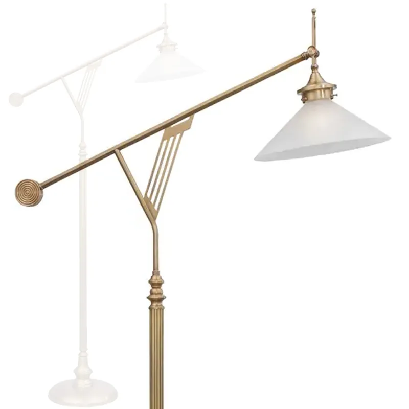 Große Jugendstil-Stehleuchte aus Messing mit Glasschirm Garantierte Lieferung