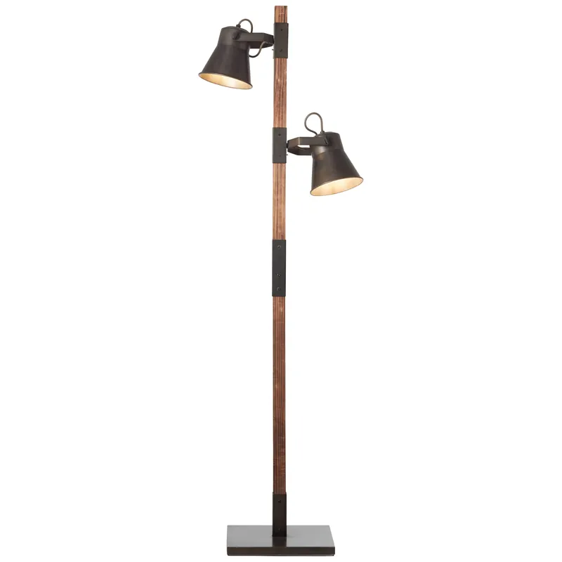 Plow Standleuchte 2flg schwarz stahl/holz Abverkauf