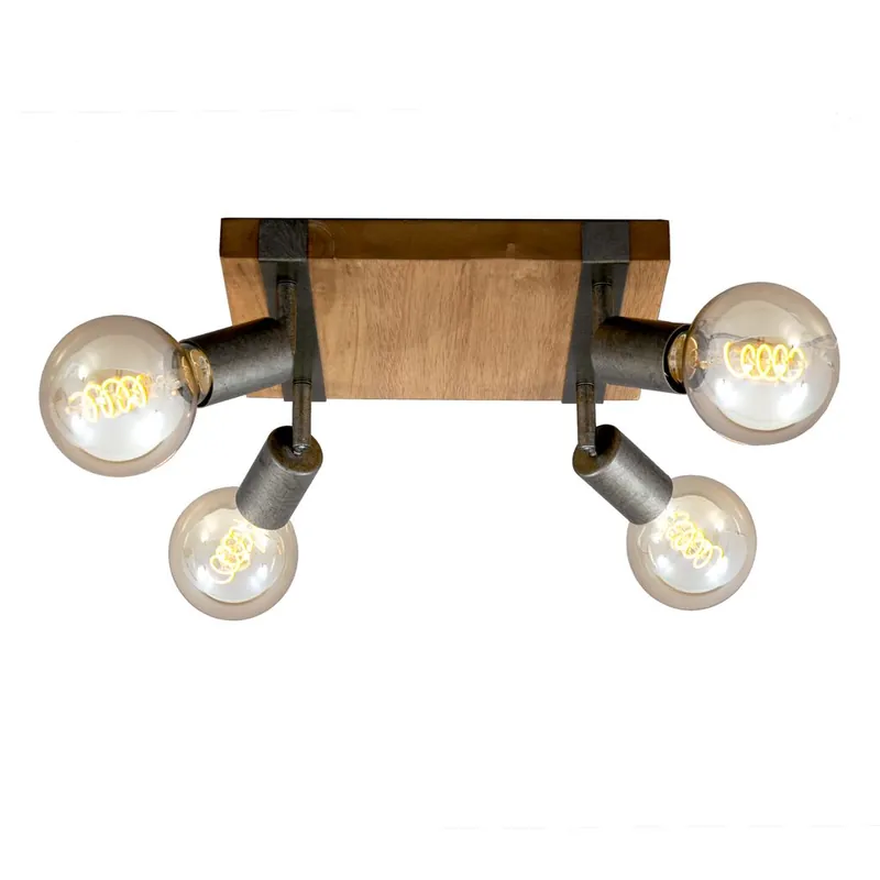 Neue Kollektion Briloner Wood Basic Deckenspot, schwenkbar, Holzbasis, Gunmetal