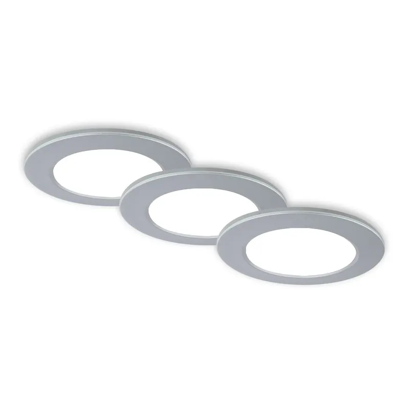 CCT LED Einbauleuchten-Set, Ø9,2 cm, 3x LED, 4,8 W, 450 lm, chrom-matt Super-Preis