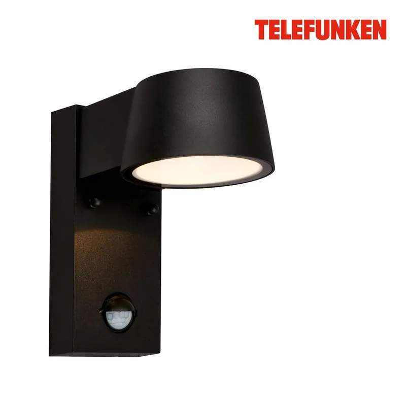 Telefunken LED Wandlampe, Bewegungsmelder, Dämmerungssensor, Schwarz Preisknaller
