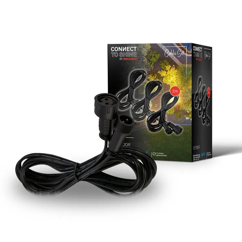 3er-Set Kabelverlängerung 200 cm IP67 Wasserfest, 12V, Schwarz Begrenztes Angebot