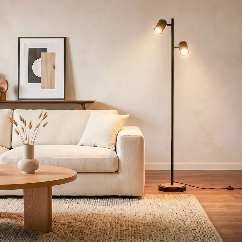 Markenware Duta Stehlampe - Schalter, Schwenkbar, GU10 Fassung, 2-flammig, Schwarz