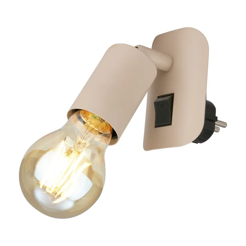 Solange Der Vorrat Reicht Batita Wandlampe - mit Schalter, Schwenkbar, Retro, E27 Fassung, Beige