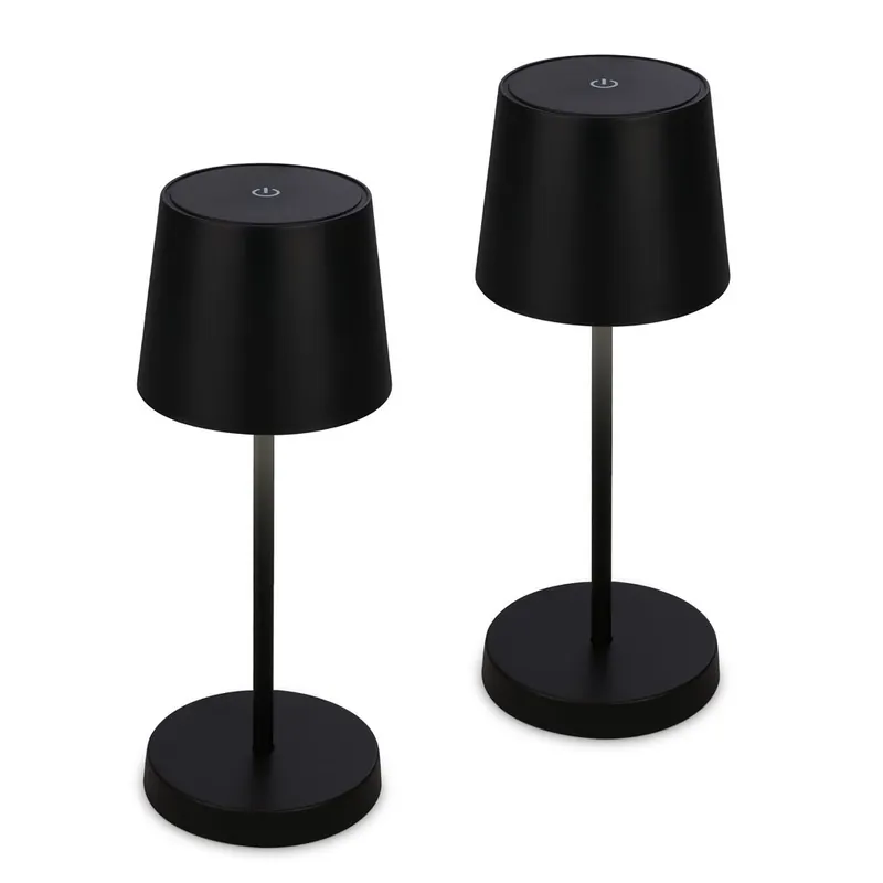 Direktkauf Piha 2er Set Tischlampe - 2,6W, 150lm, LED, Kabellos, Dimmbar, Touch, Schwarz