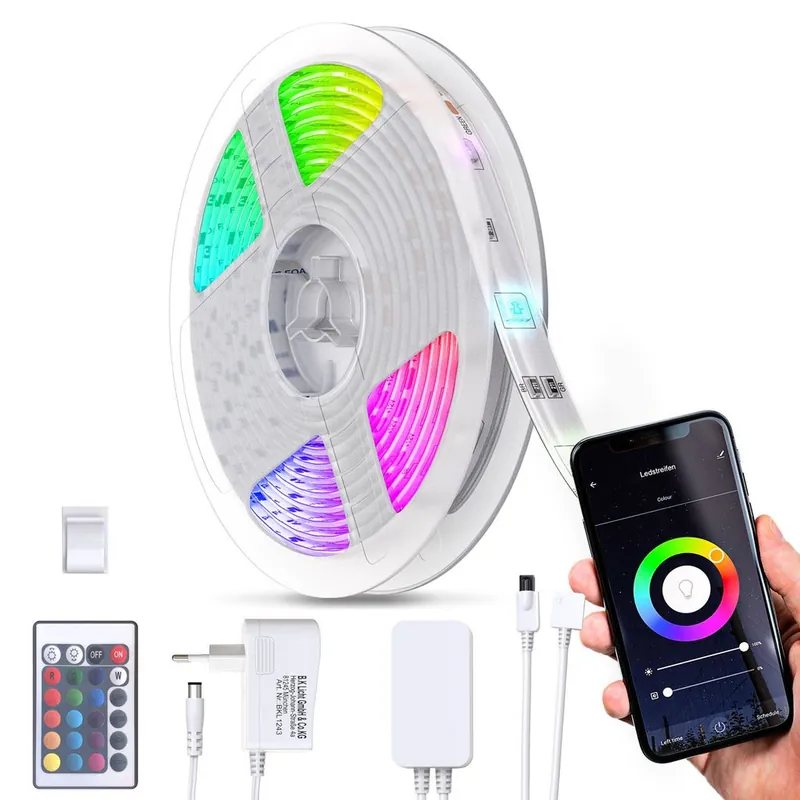 Beliebt LED Strip 5 m - smart, dimmbar, Farbwechsel, Sprachsteuerung, RGB