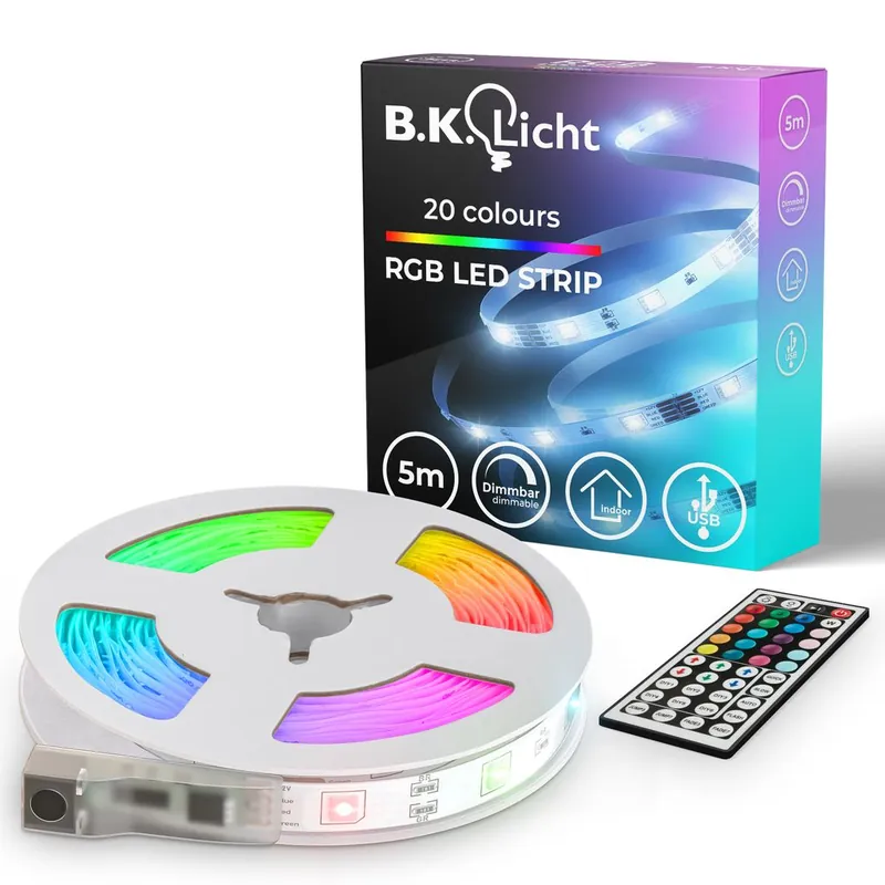 LED Streifen 5 m - dimmbar, Fernbedienung, USB, Farbwechsel, RGB Online Kaufen