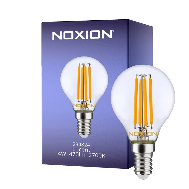 Noxion Lucent LED E14 Kugel Fadenlampe Klar 4W 470lm - 827 Extra Warmweiß | Ersatz für 40W Sonderangebot