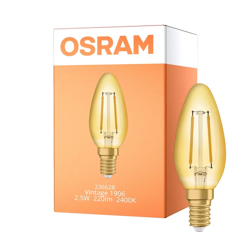 Jetzt Bestellen Osram Vintage 1906 LED E14 Gedreht Kerze Fadenlampe Gold 2.5W 220lm - 824 Extra Warmweiß | Ersatz für 25W