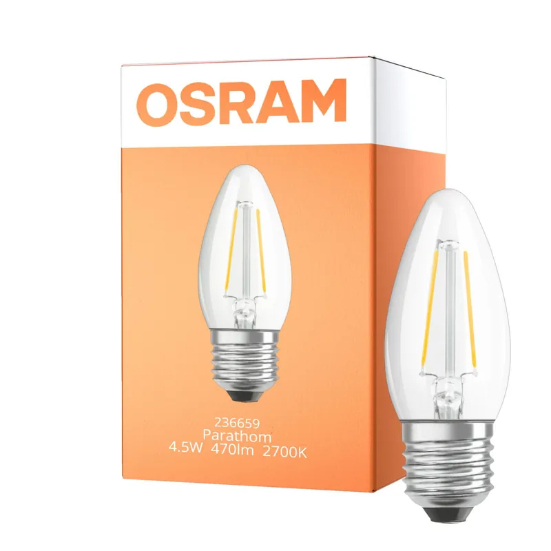 Osram Classic LED E27 Kerze Fadenlampe Klar 4.5W 470lm - 827 Extra Warmweiß | Dimmbar - Ersatz für 40W Top-Seller