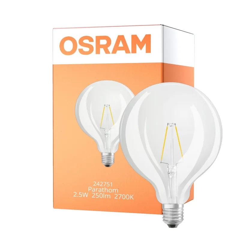 Osram Retrofit LED E27 Globe Fadenlampe Klar 2.5W 250lm - 827 Extra Warmweiß | Ersatz für 25W Bestseller