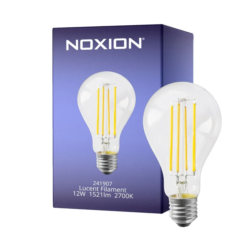 Noxion Lucent Fadenlampe LED E27 Birne Fadenlampe Klar 12W 1521lm - 827 Extra Warmweiß | Dimmbar - Ersatz für 100W Top-Seller
