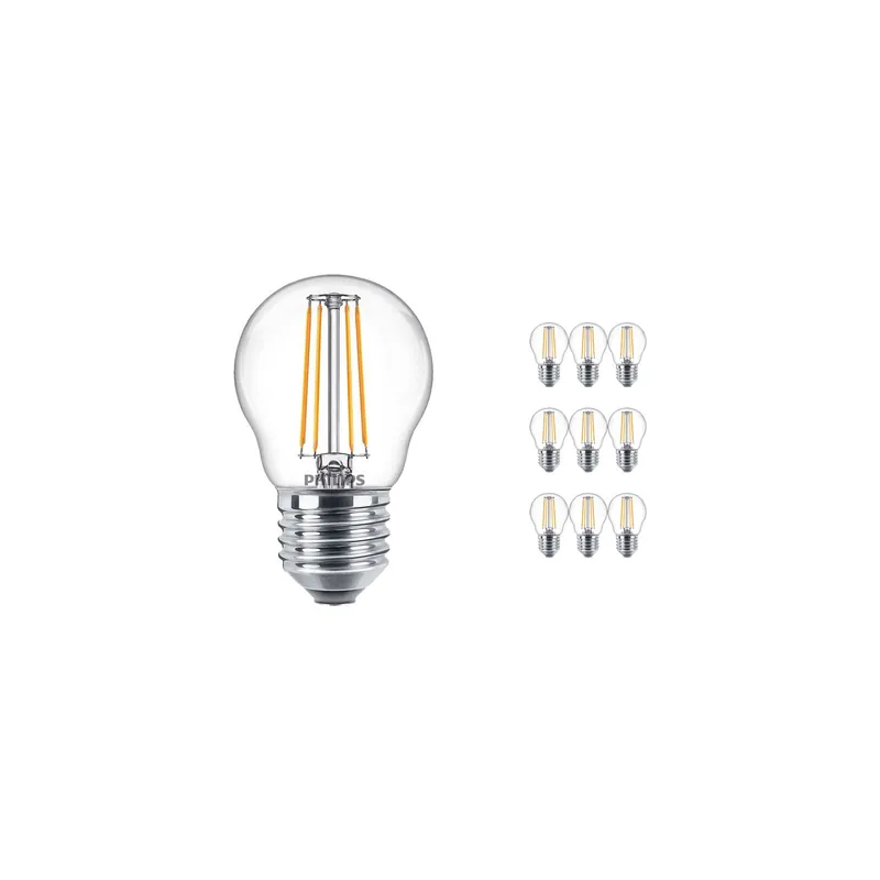 Versand Am Gleichen Tag Mehrfachpackung 10x Philips Classic LED Lustre E27 Kugel Fadenlampe Klar 4.3W 470lm - 827 Extra Warmweiß | Ersatz für 40W