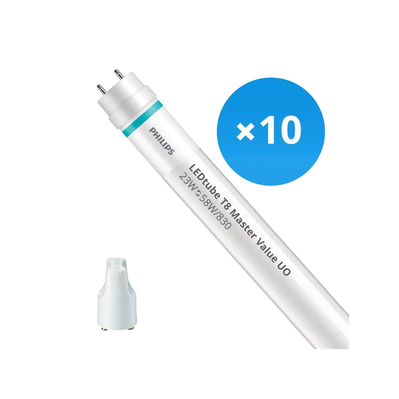 Zertifiziert Mehrfachpackung 10x Philips LED Röhre T8 MASTER Value (EM/Mains) Ultra Output 23W 3400lm - 830 Warmweiß | 150cm - Ersatz für 58W