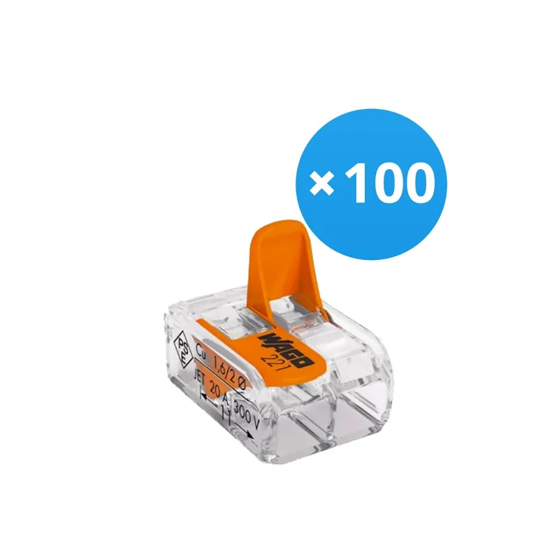 Mehrfachpackung 100x Wago 221-412 Klemmleiste Verbinder| 2 Draht Verbindung Expressversand