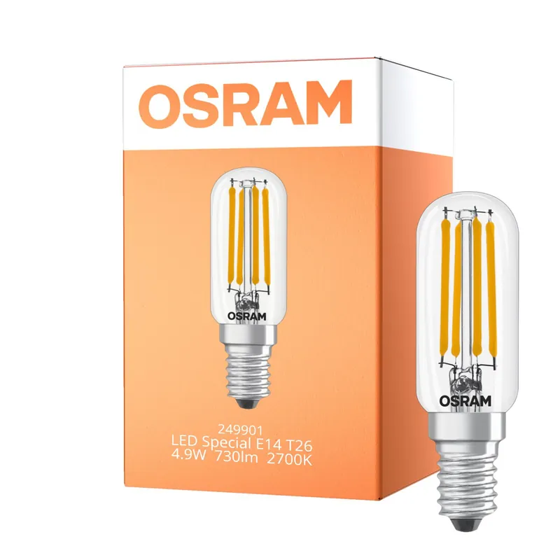 Osram LED Special E14 Tubular Glühbirne T26 Fadenlampe Klar 4.9W 730lm - 827 Extra Warmweiß | Ersatz Für 55W Bestseller