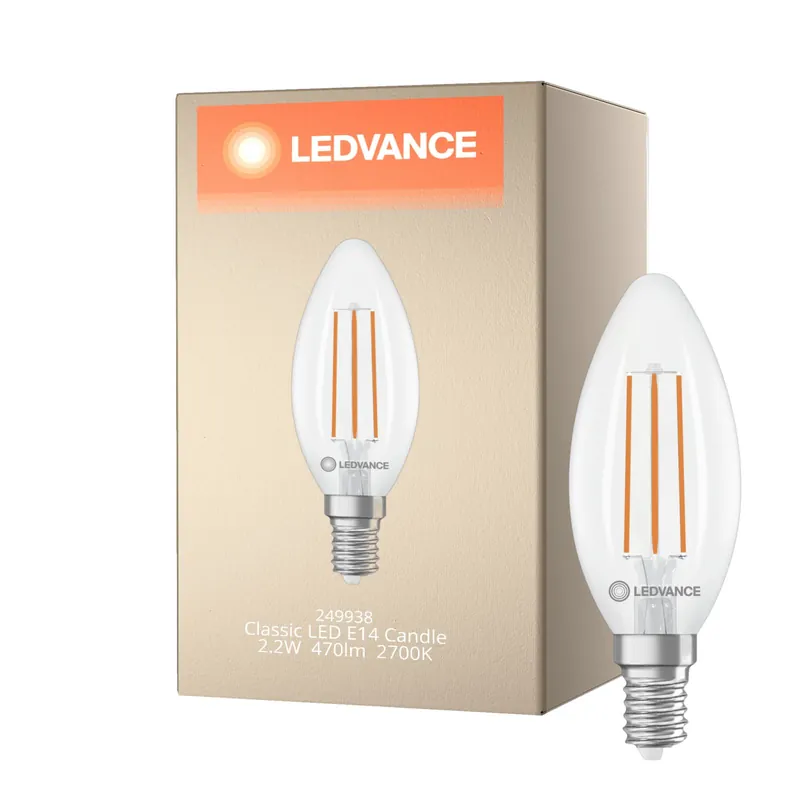 Must-Have Ledvance Classic LED E14 Kerze Fadenlampe Klar 2.2W 470lm - 827 Extra Warmweiß | Ersatz Für 40W