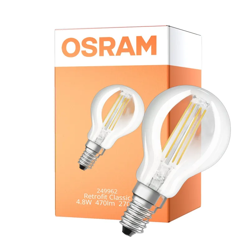 Osram Classic LED E14 Kugel Fadenlampe Klar 4.8W 470lm - 827 Extra Warmweiß | Dimmbar - Ersatz Für 40W Direkt Vom Hersteller