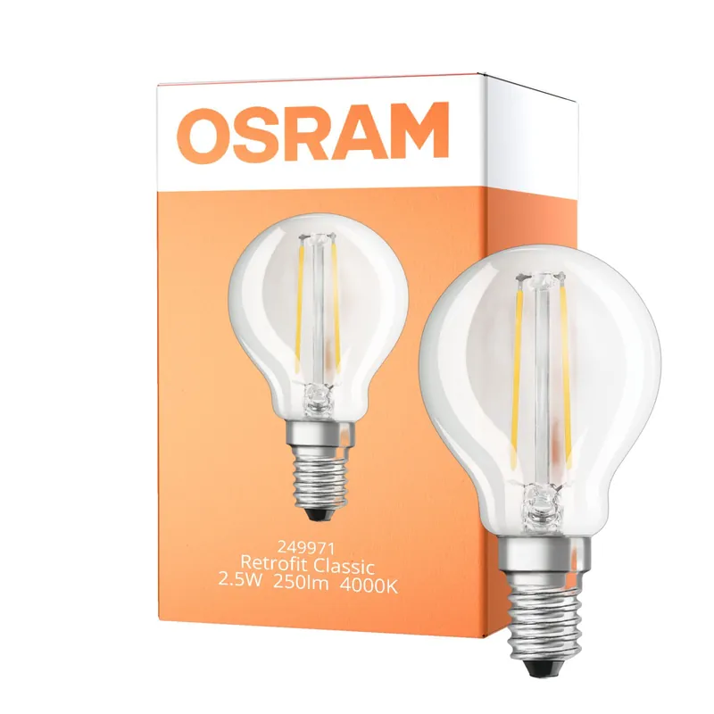 Preis Gesenkt Osram Classic LED E14 Kugel Fadenlampe Klar 2.5W 250lm - 840 Kaltweiß | Ersatz Für 25W