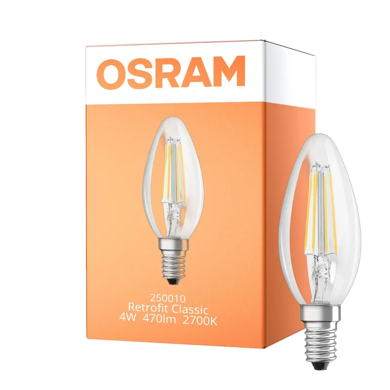 Heißes Angebot Osram Classic LED E14 Kerze Fadenlampe Klar 4W 470lm - 827 Extra Warmweiß | Ersatz Für 40W