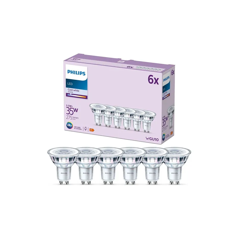 Mega-Angebot Mehrfachpackung 6x Philips LED-Spot GU10 PAR16 4W 275lm 36D - 840 Kaltweiß